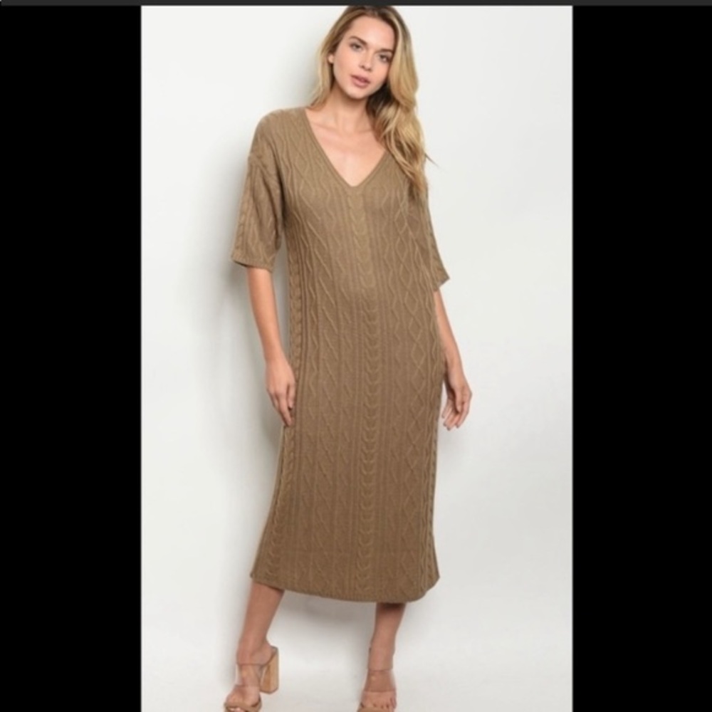 Chic Tan MIDI Dress